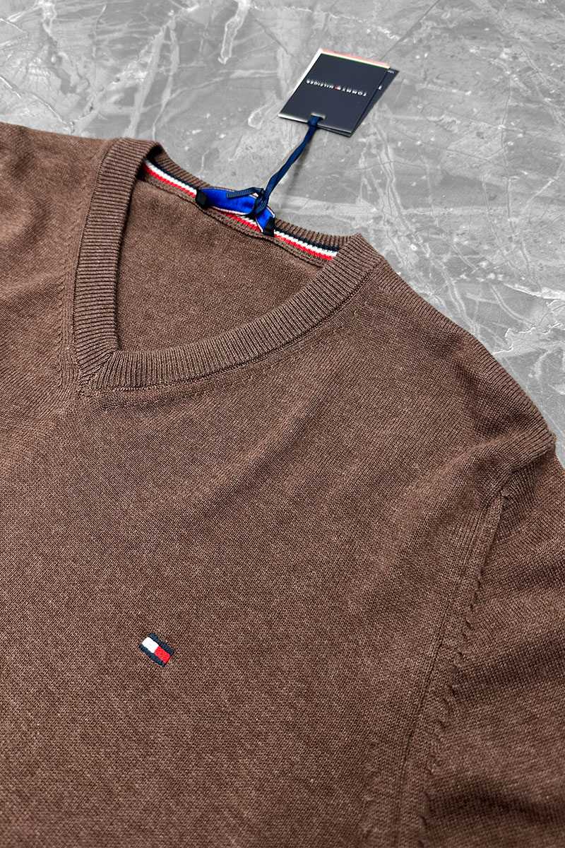 Tommy Hilfiger Мужской джемпер logo-embroidered - Brown