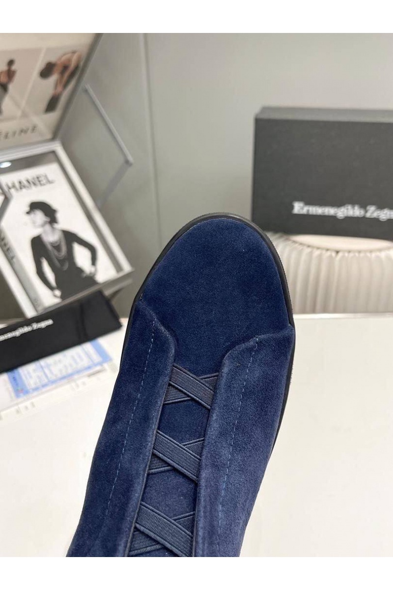 Zegna Кроссовки с мехом Triple Stitch - Navy