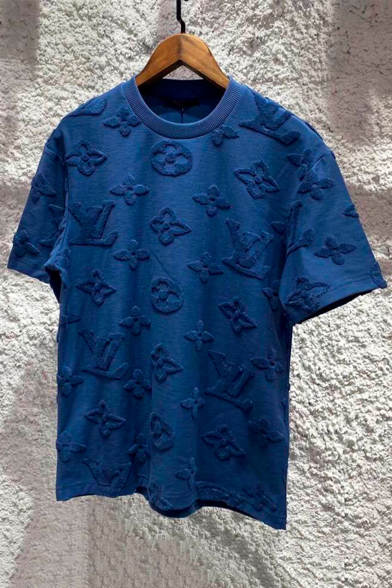 Lоuis Vuittоn Синяя оверсайз футболка Monogram All-over