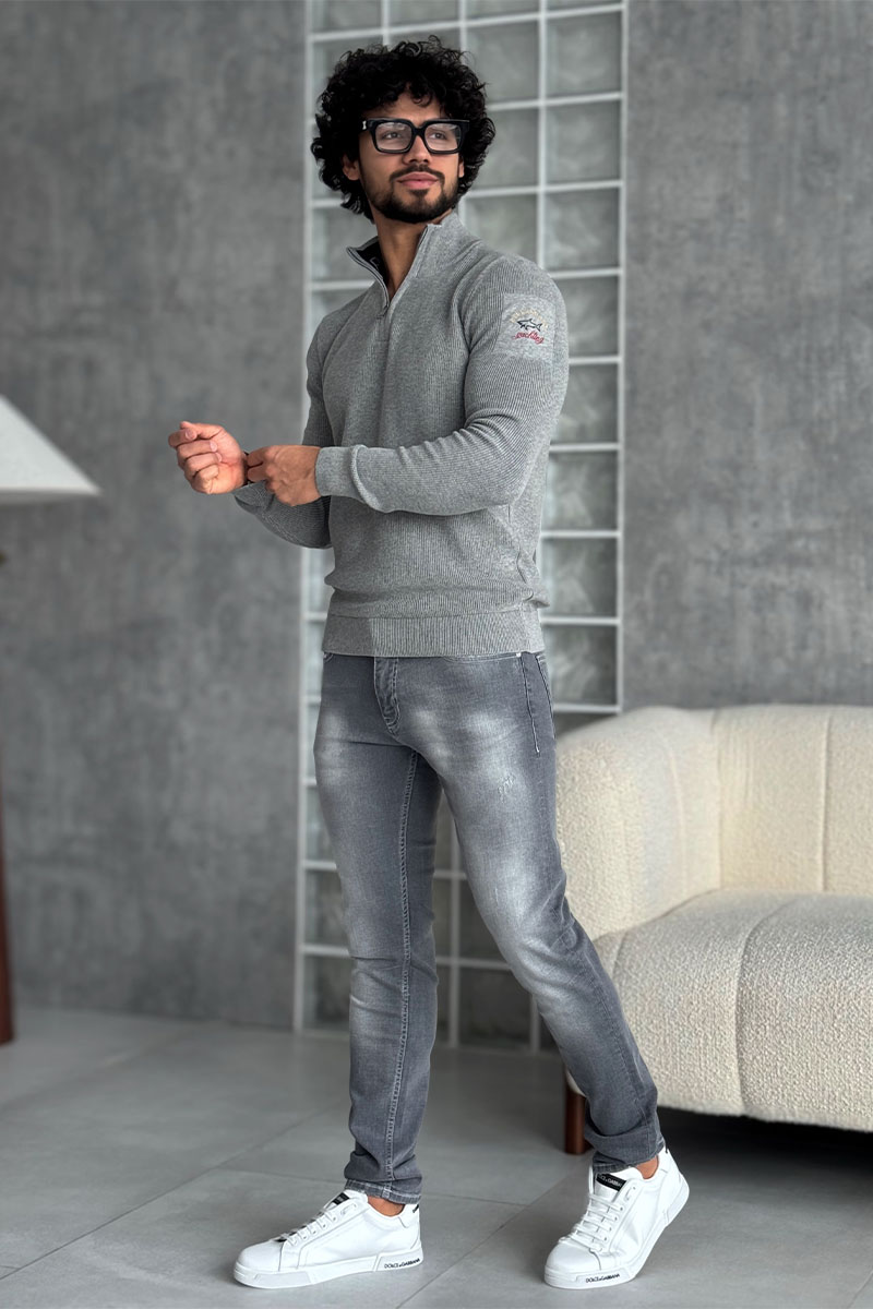 Paul & Shark Мужской светло-серый джемпер zip-up