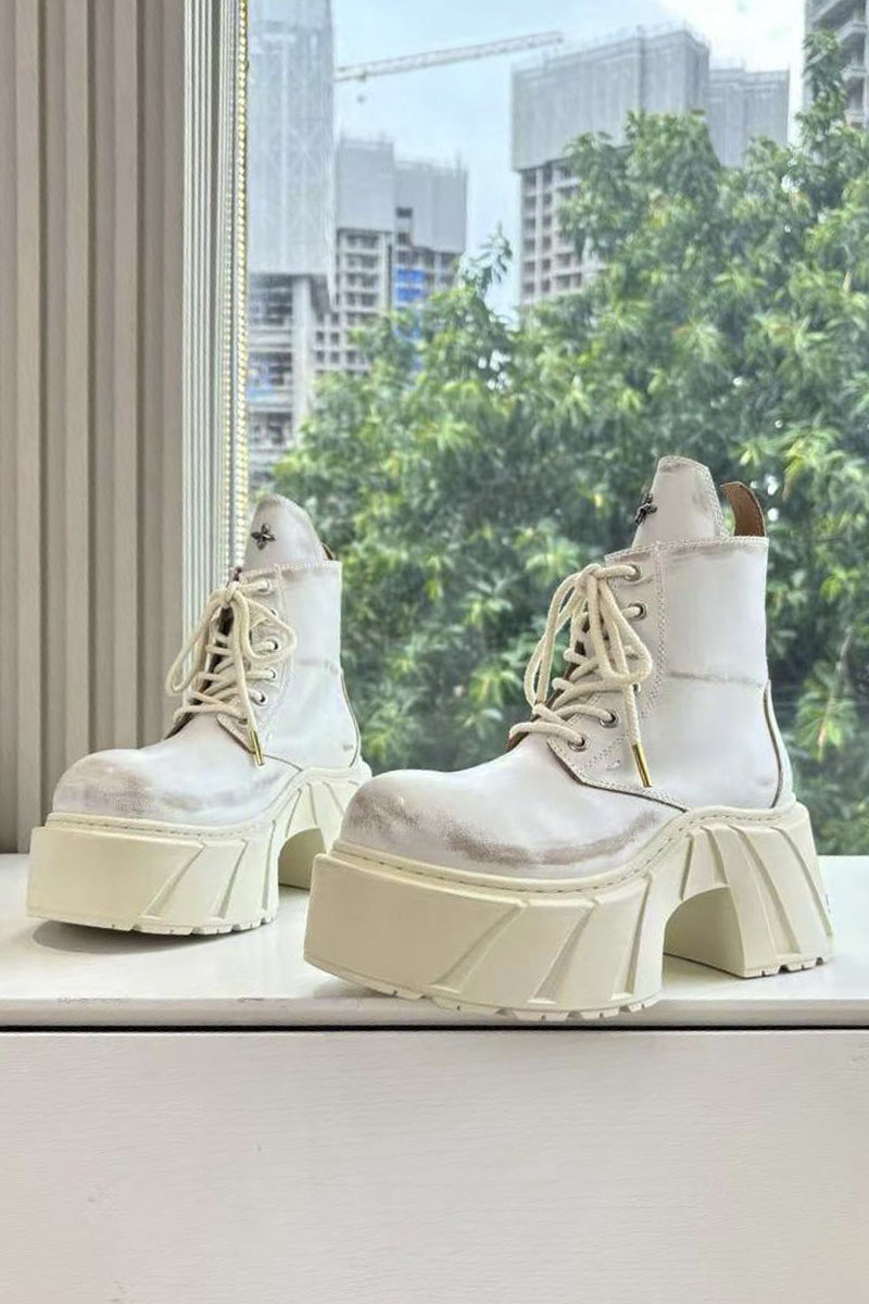 Designer Clothing Женские кожаные ботинки на платформе SMFK premium