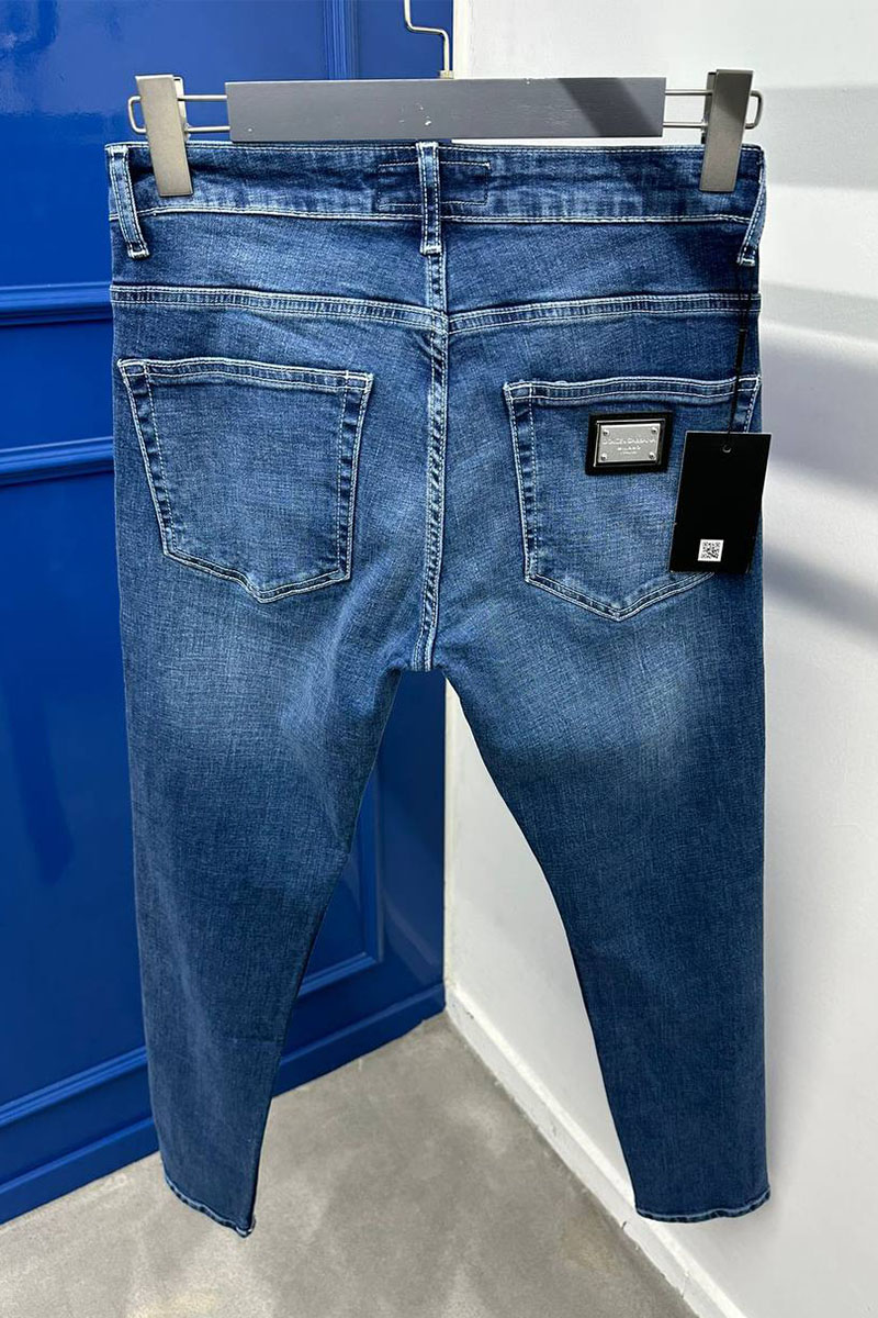 Dоlсе & Gаbbаnа Мужские синие джинсы logo-plaque