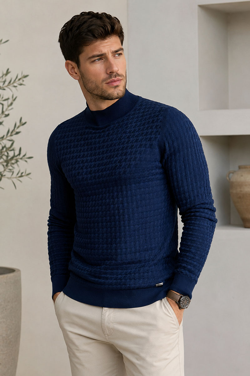Brioni Мужская водолазка синего цвета
