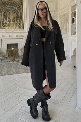 Женское пальто с капюшоном premium - Grey