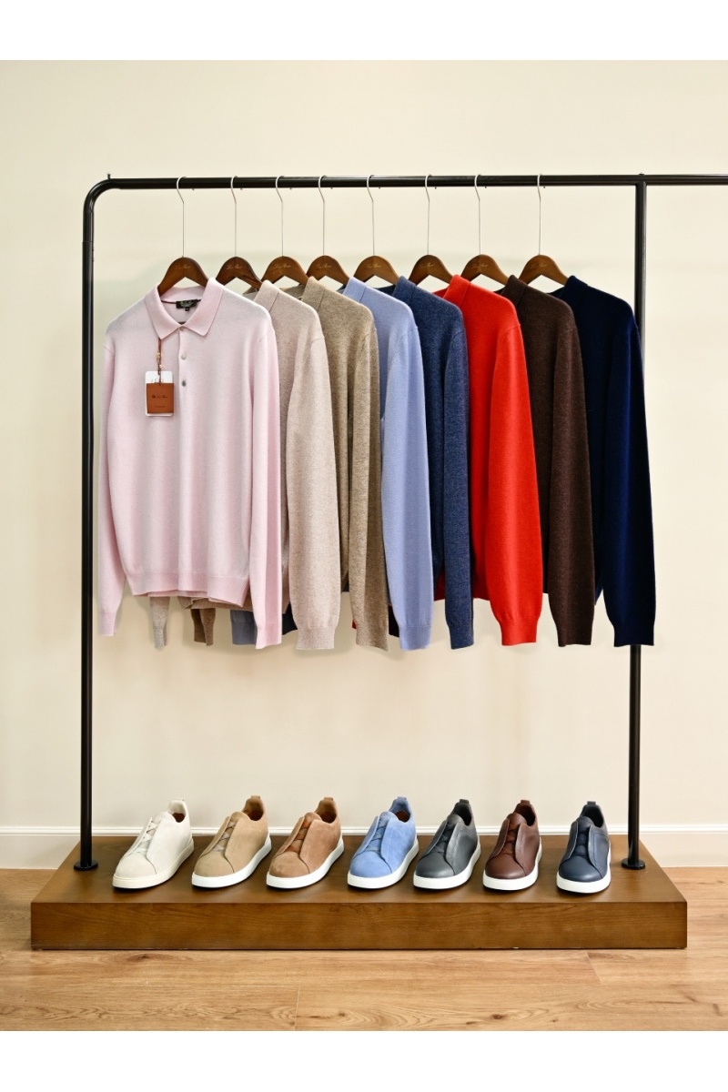 Loro Piana Светло-бежевое поло с длинным рукавом premium