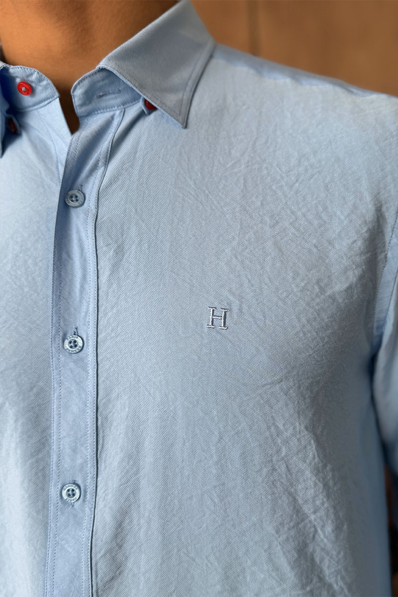 Hermes Мужская рубашка H embroidered - Blue 