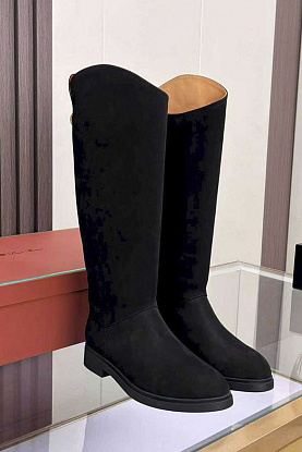 Женские замшевые сапоги premium - Black