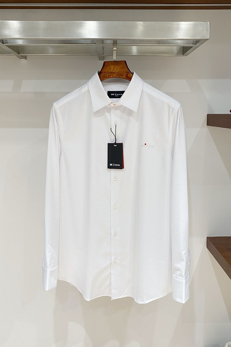 Kiton Мужская белая рубашка premium
