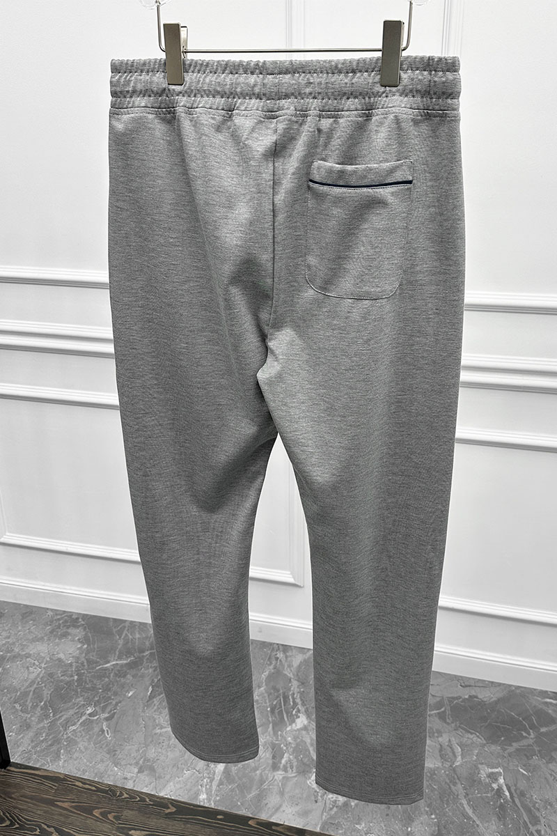 Brioni Мужские серые штаны logo-embroidered 