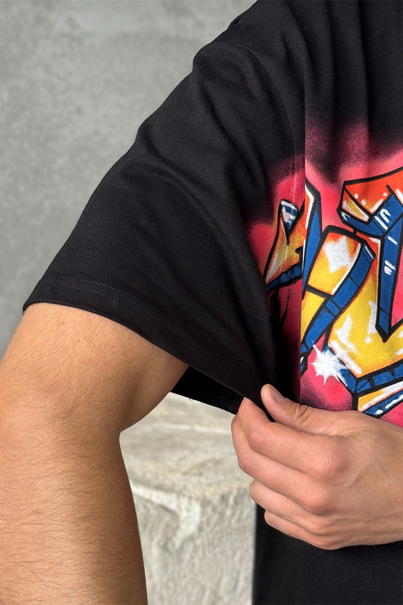 Lоuis Vuittоn Чёрная оверсайз футболка graffiti-print