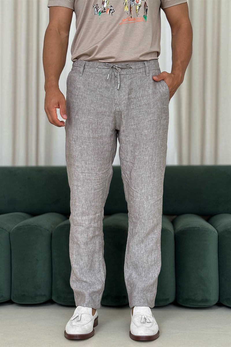 Loro Piana Льняные брюки серого цвета 