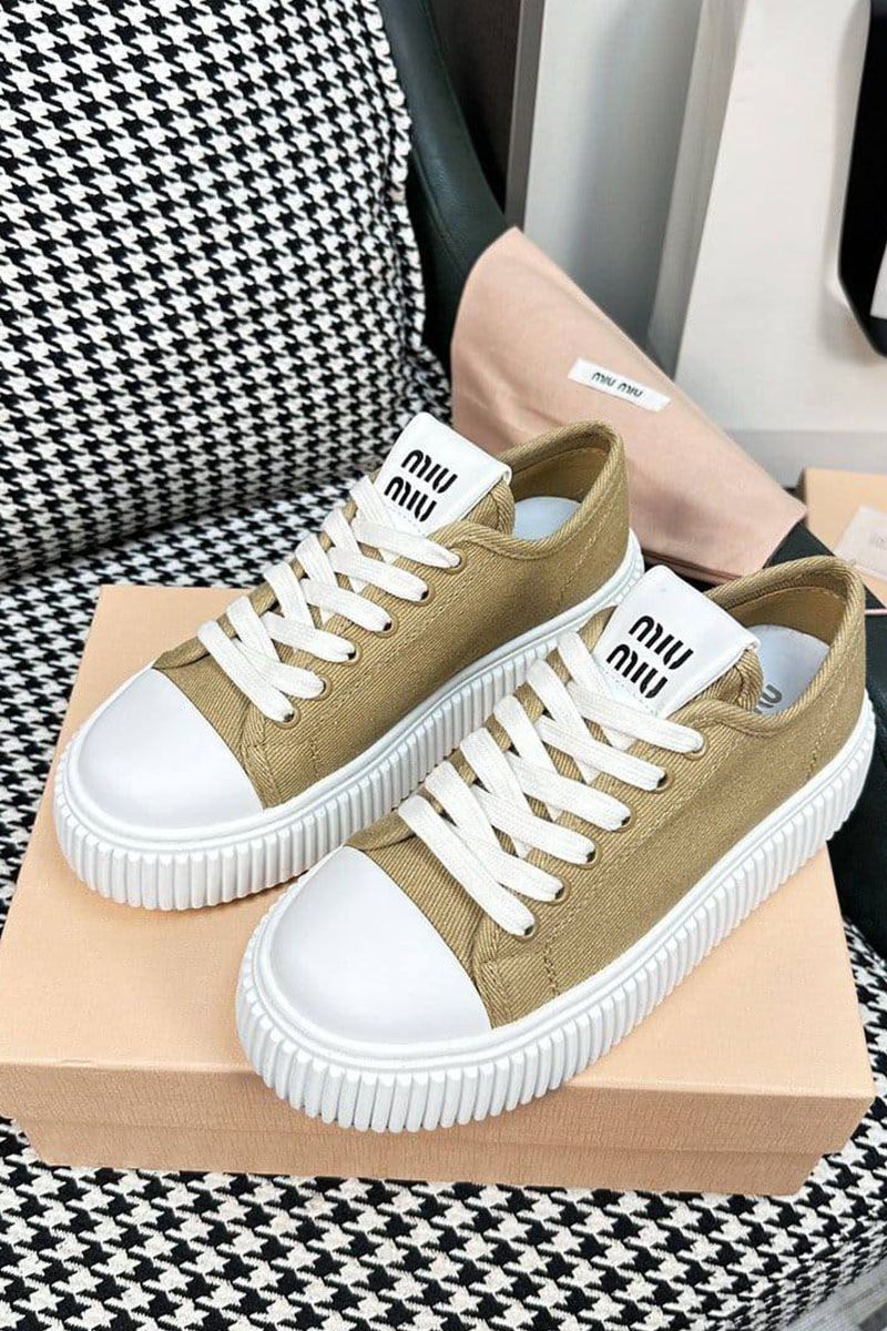 MIU MIU Женские текстильные кеды Premium - Beige