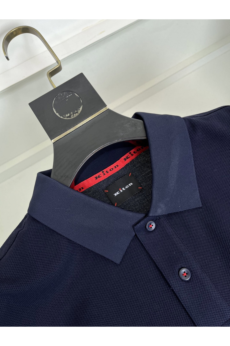Kiton Мужское тёмно-синее поло premium 
