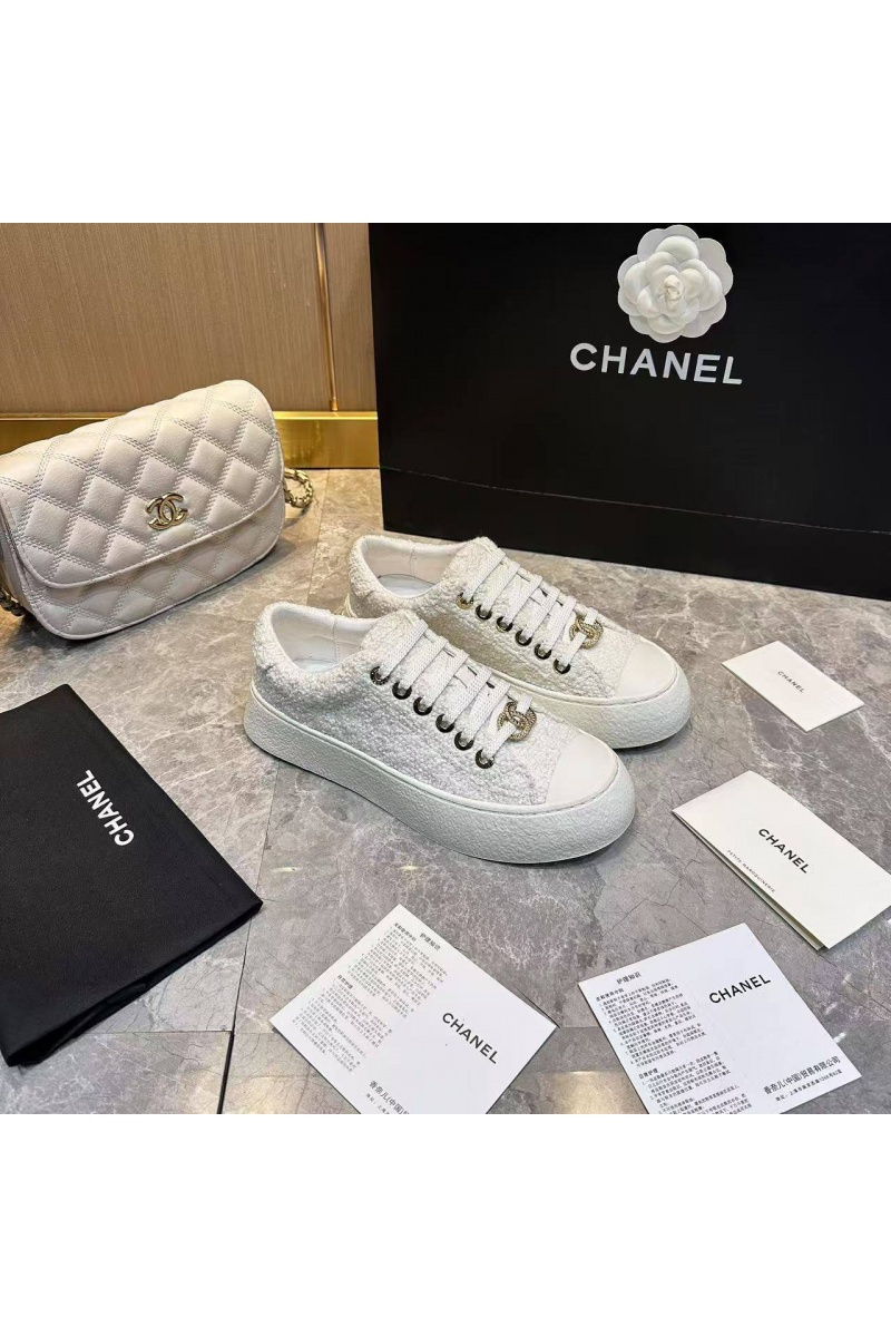 Chаnеl Женские кожаные кроссовки premium