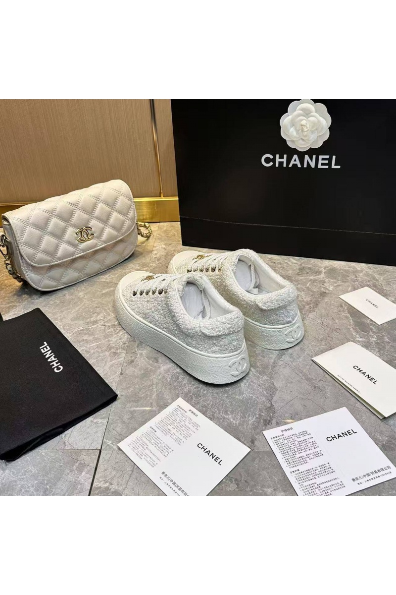 Chаnеl Женские кожаные кроссовки premium