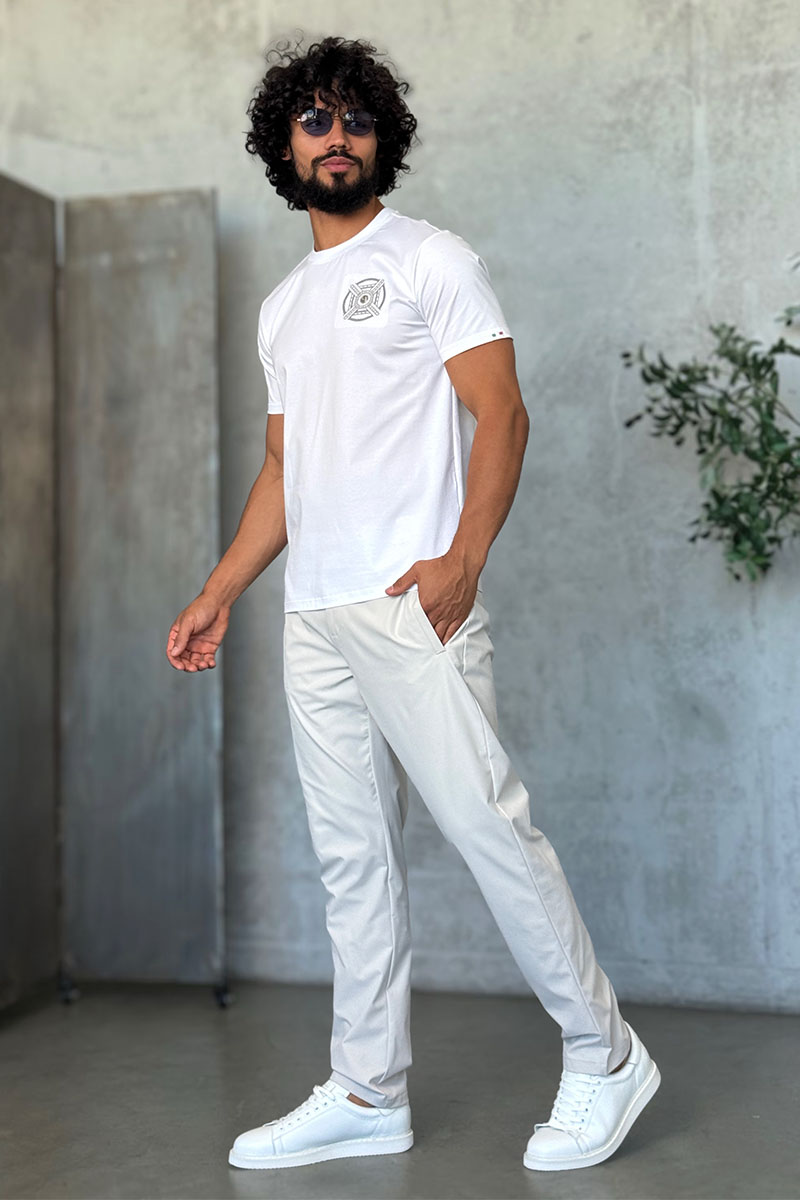 Zilli Мужские светло-бежевые брюки slim fit
