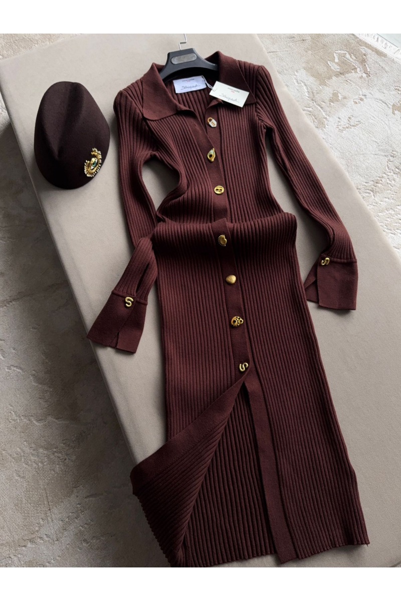 Schiaparelli Женское трикотажное платье шоколадного цвета