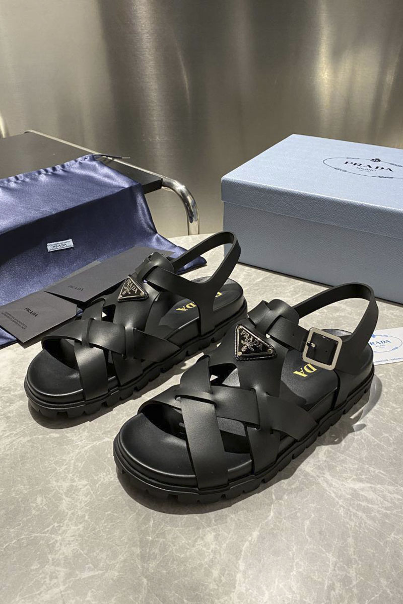 Prada Женские кожаные сандалии Monolith