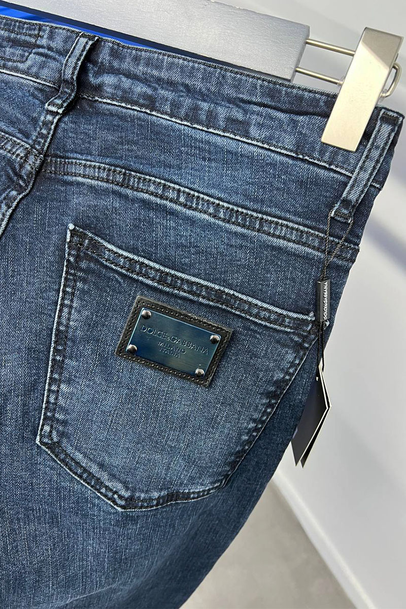 Dоlсе & Gаbbаnа Мужские тёмно-синие джинсы logo-plaque