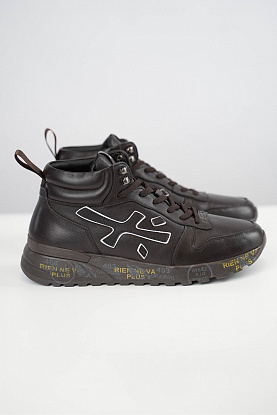 Кожаные кроссовки с мехом high-top - Brown