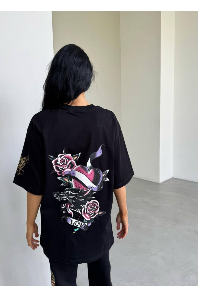 Balenciaga Женская чёрная оверсайз футболка 