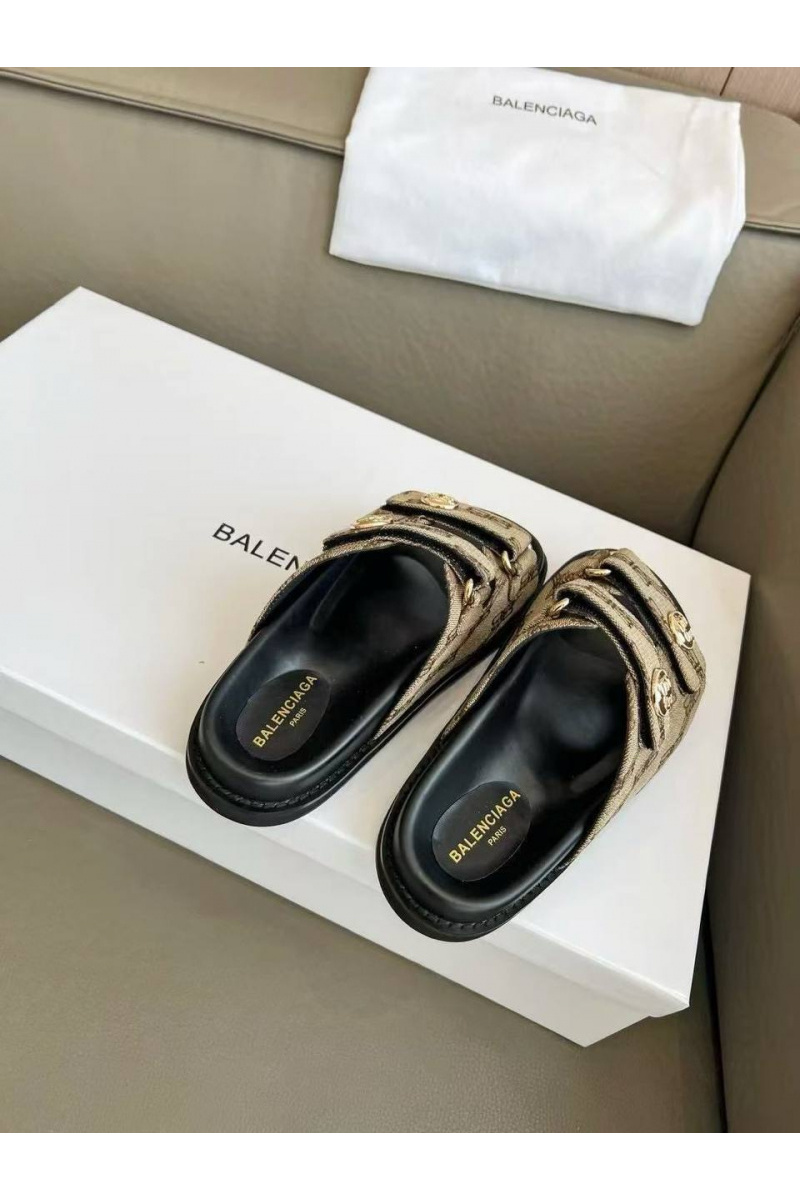 Balenciaga Женские шлёпанцы Jacquard Premium - Brown