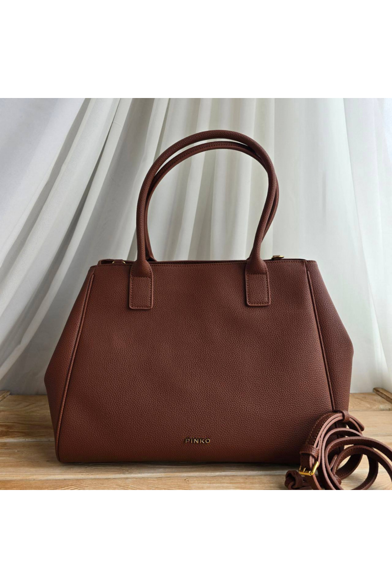  Кожаная сумка Tote 37x29 см - Brown