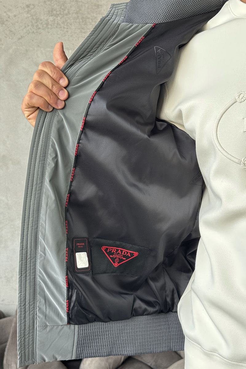 Prada Куртка с вязаными рукавами Linea Rossa - Grey