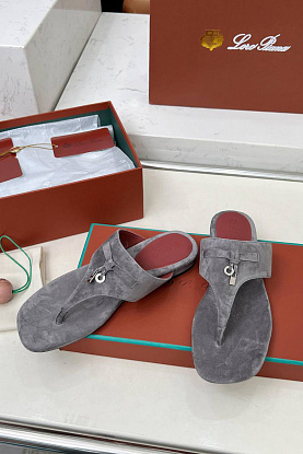 Женские замшевые шлёпанцы Premium - Grey