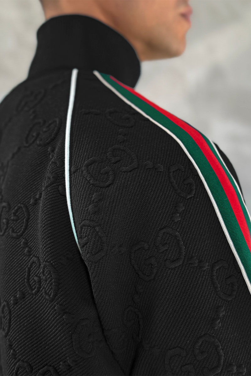 Gucci Чёрная кофта на молнии GG jacquard 