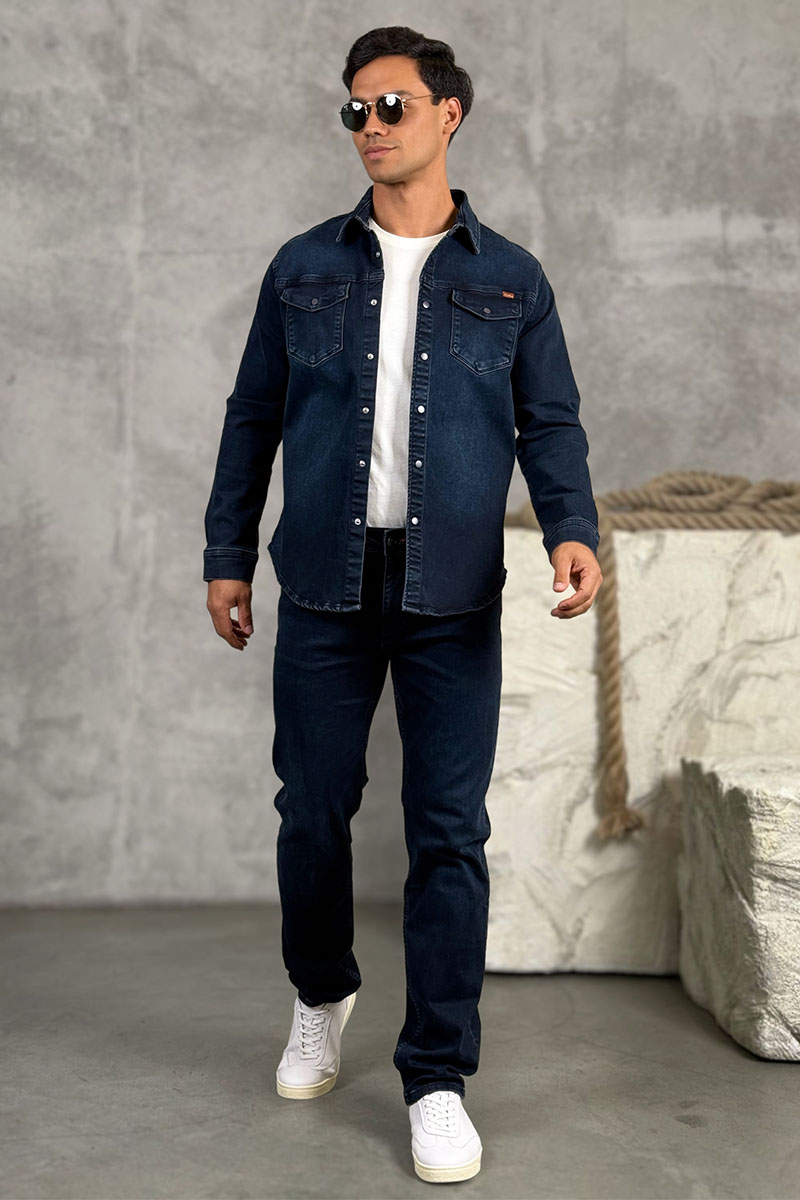 Loro Piana Джинсовая рубашка тёмно-синего цвета