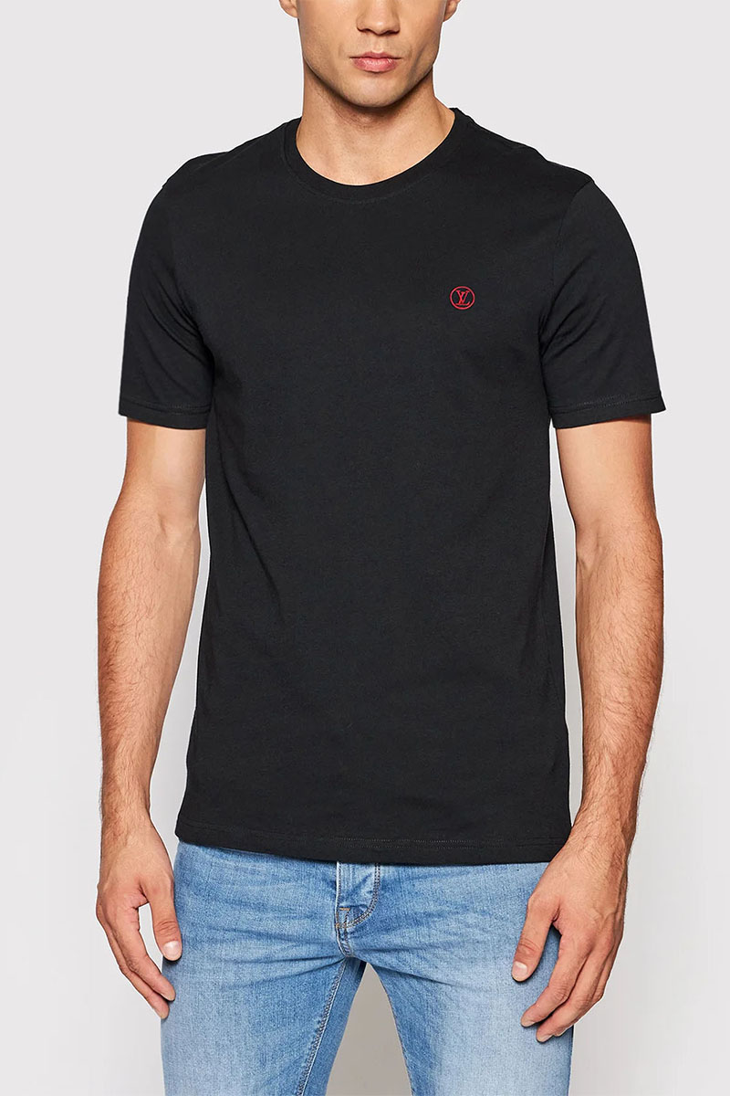 Lоuis Vuittоn Мужская чёрная футболка logo-embroidered