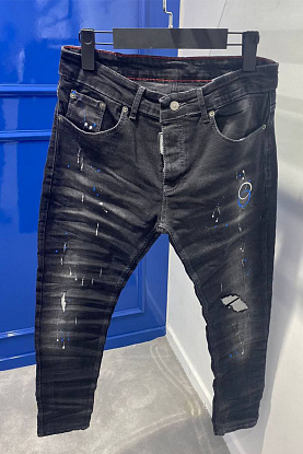Мужские джинсы "Paint Splatter" - Black
