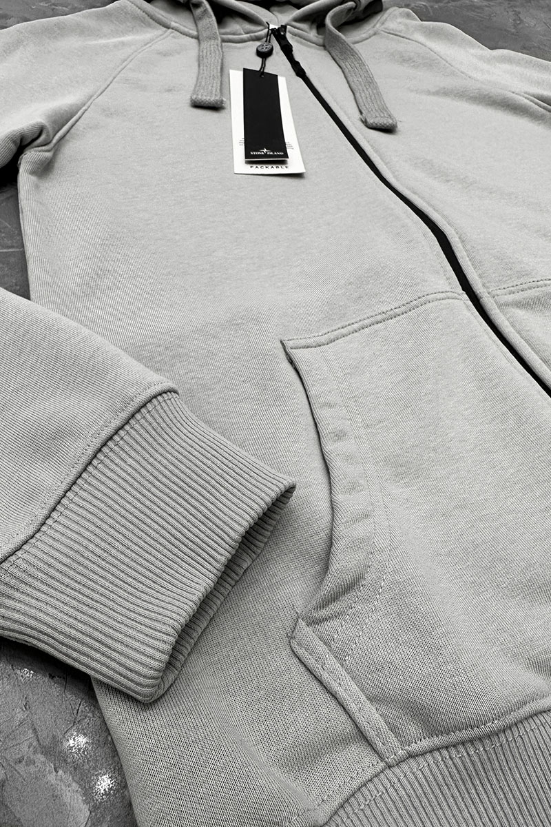 Stone Island Серая кофта на молнии compass-patch