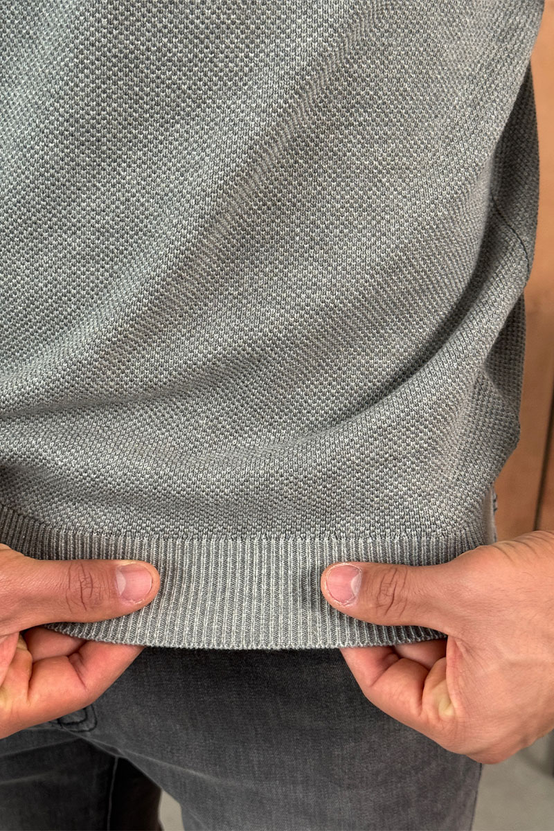 Tommy Hilfiger Серый джемпер Zip Neck logo-embroidered