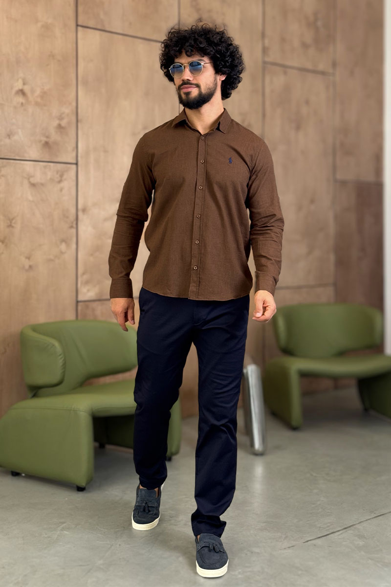 Polo Ralph Lauren Мужская рубашка коричневого цвета