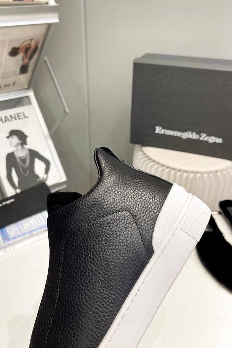 Zegna Кроссовки с мехом Triple Stitch - Black