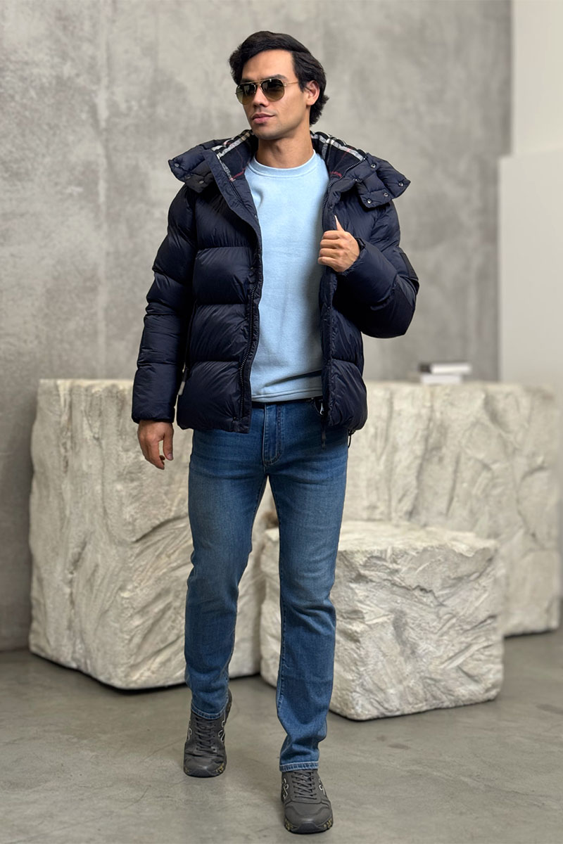 Burberry Синяя куртка со съёмными рукавами London England logo-patch