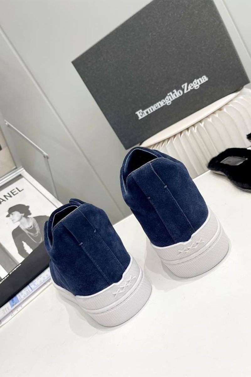 Zegna Кроссовки с мехом Triple Stitch - Navy