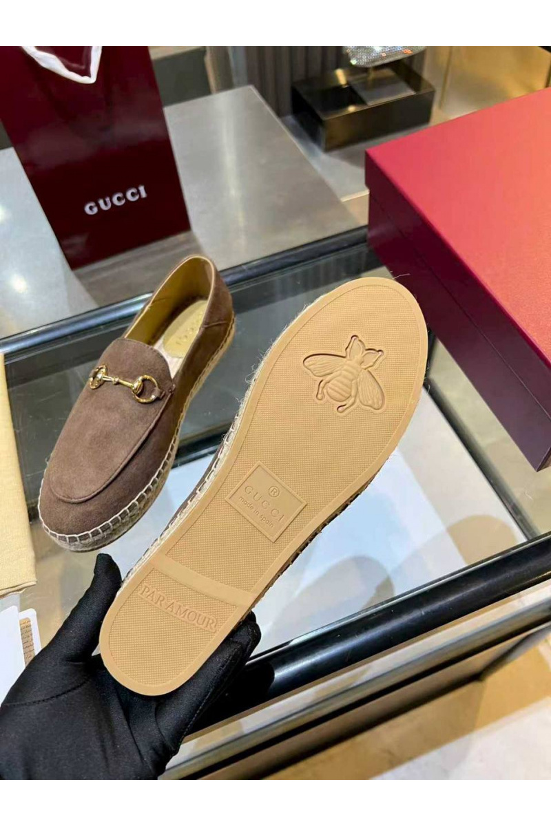 Gucci Женские замшевые лоферы GG Horsebit premium