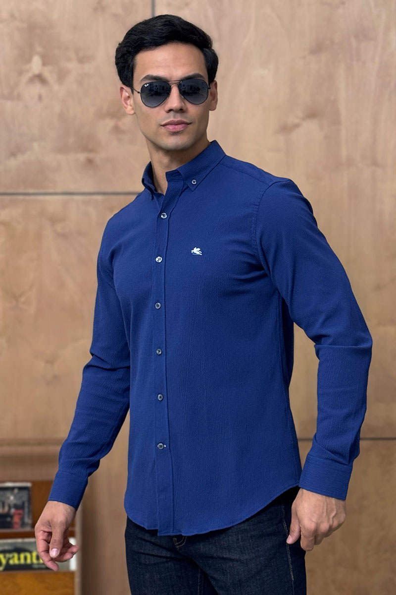 Etro Мужская синяя рубашка Pegasus logo