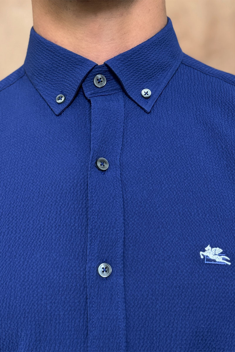 Etro Мужская синяя рубашка Pegasus logo