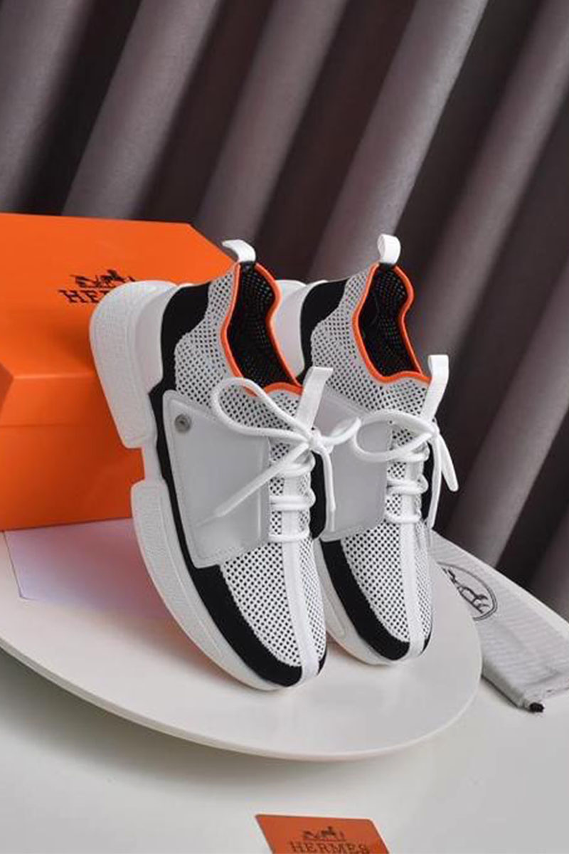 Hermes Мужские текстильные кроссовки Expert - White