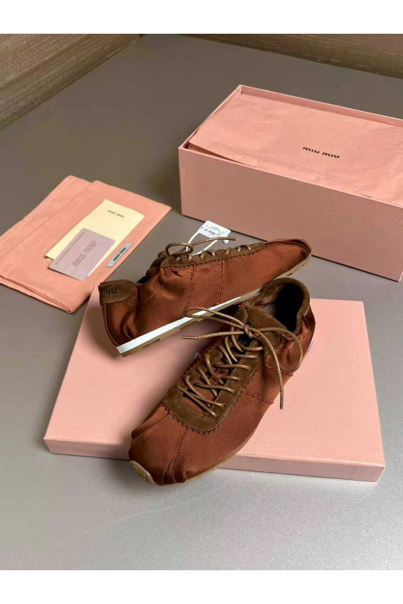 MIU MIU Женские кроссовки Plume Satin premium