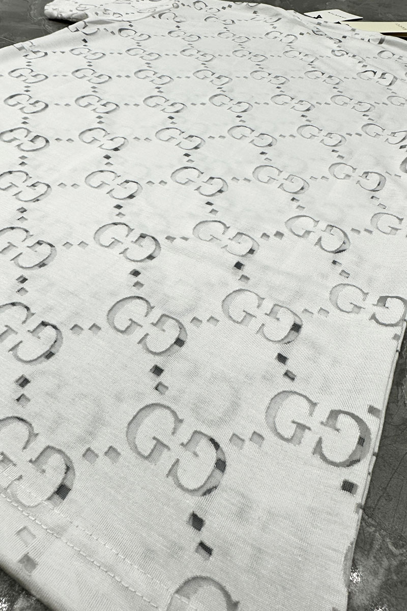 Gucci Мужская белая футболка GG Logo All-over