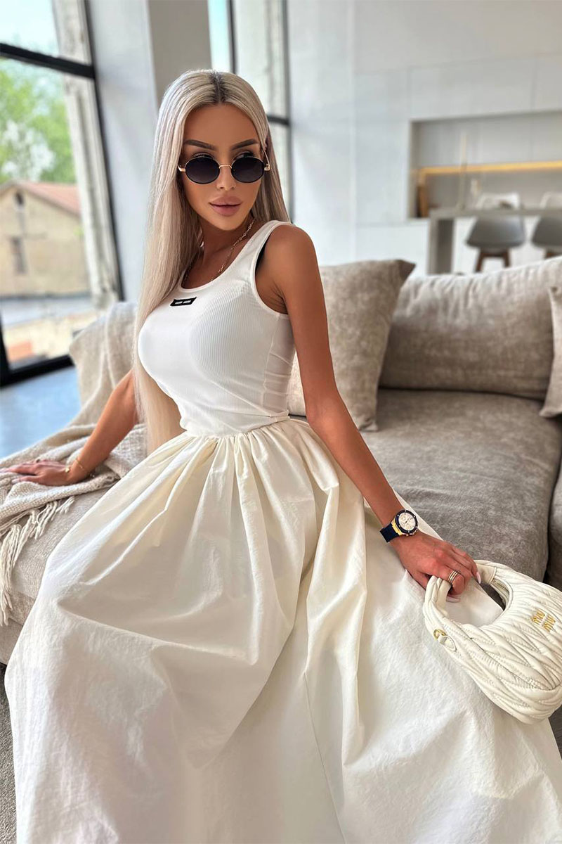 MIU MIU Женское платье белого цвета