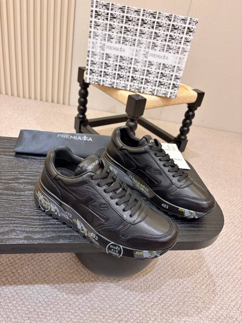 Premiata Чёрные кожаные кроссовки Mick