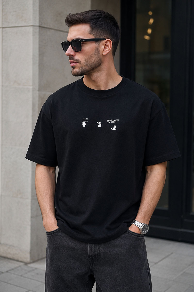 Off-White Чёрная оверсайз футболка 21SS Black Marker