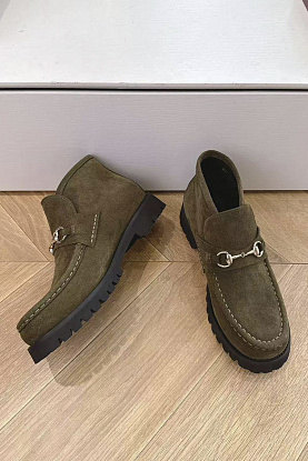 Женские замшевые лоферы premium - Khaki