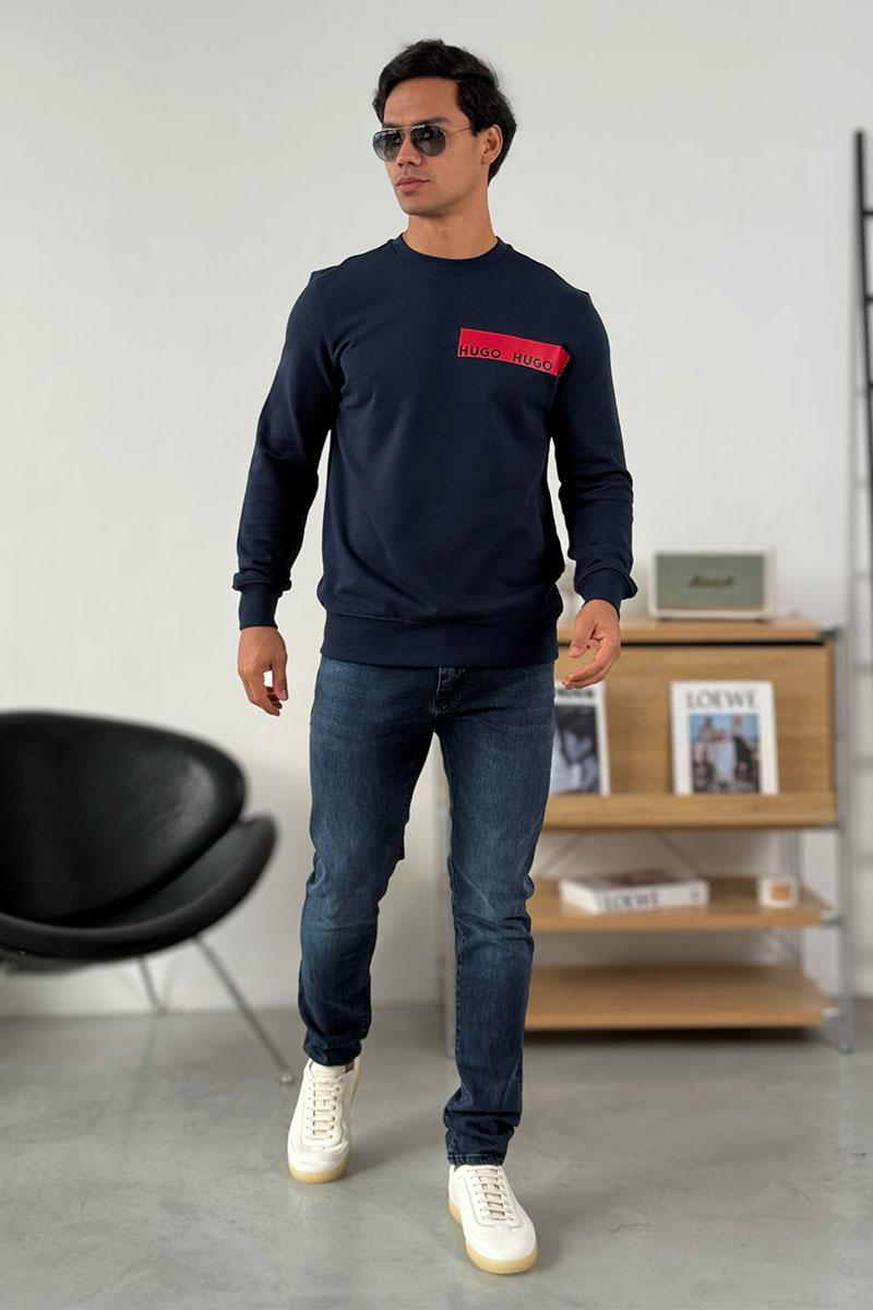 Hugо Воss Тёмно-синий свитшот Dranach chest-tape